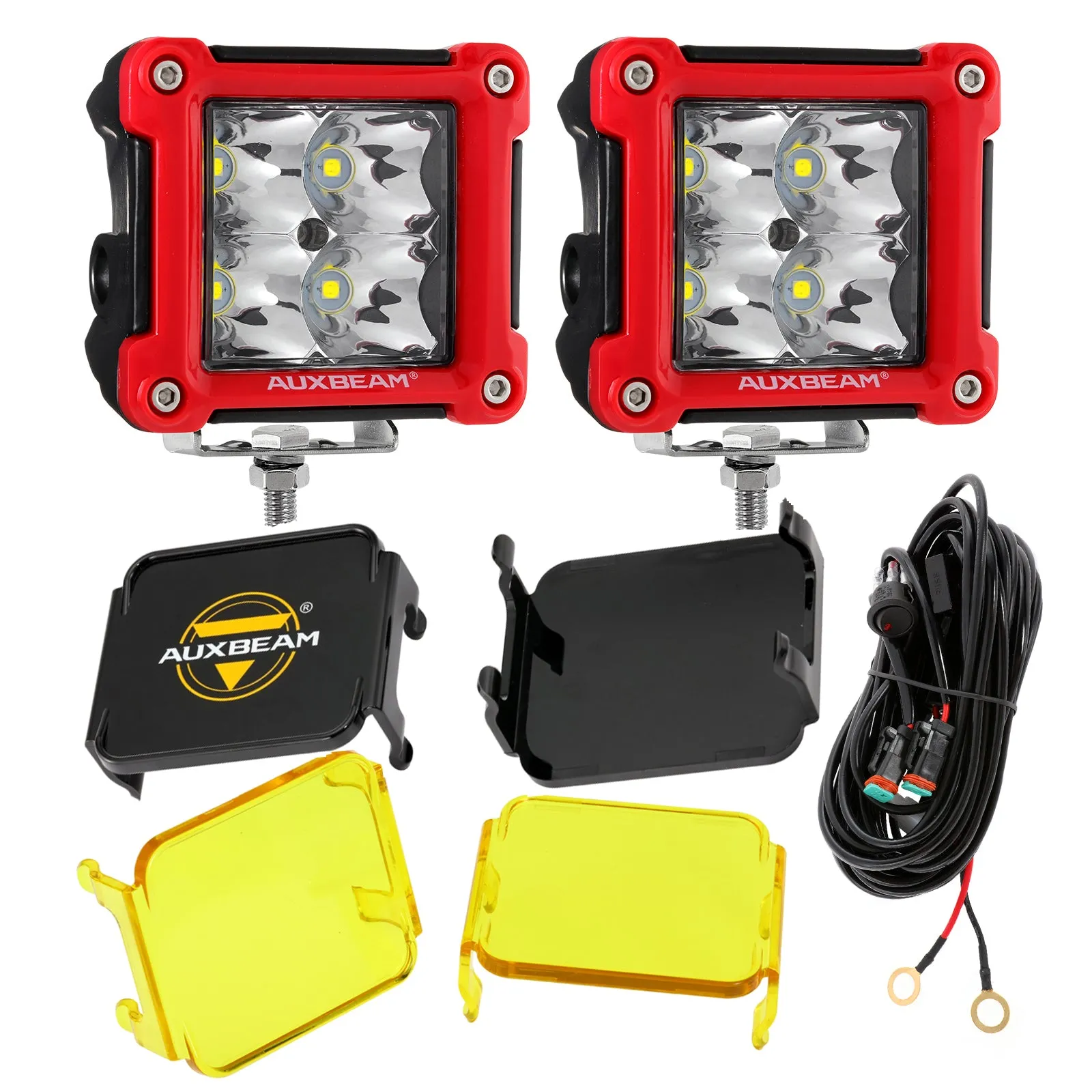 3 Inch 40W LED Pods Light Spot/Flood Multicolor frame with wiring harness for SUV ATV UTV Trucks Pickup Boat