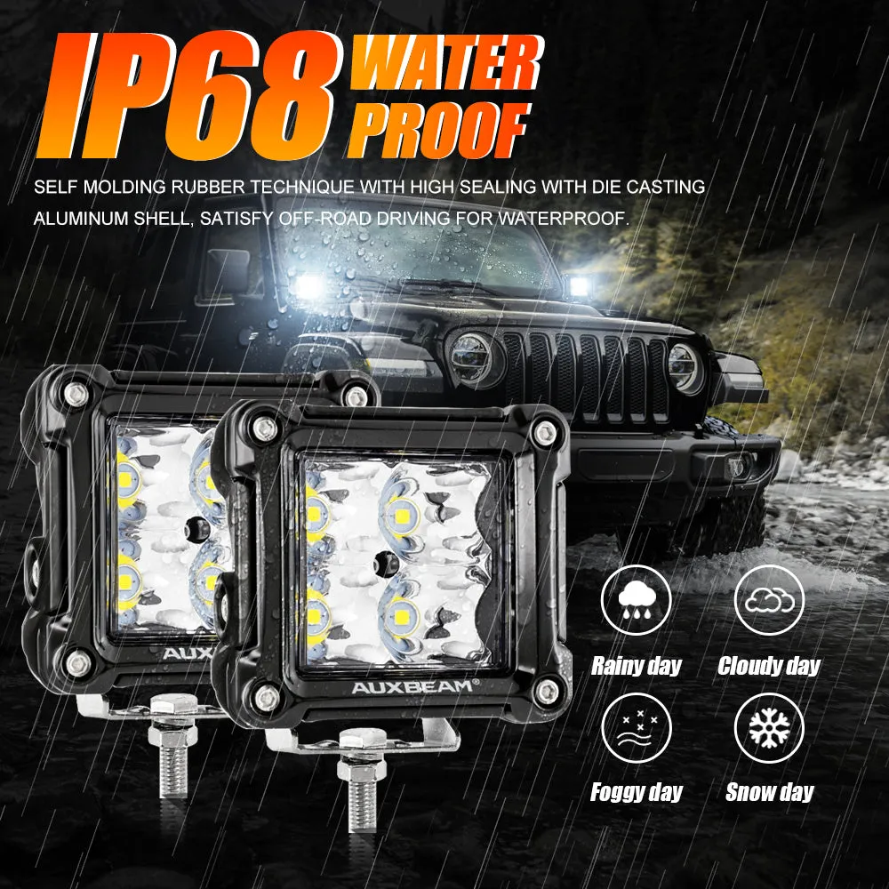 3 Inch 40W LED Pods Light Spot/Flood Multicolor frame with wiring harness for SUV ATV UTV Trucks Pickup Boat