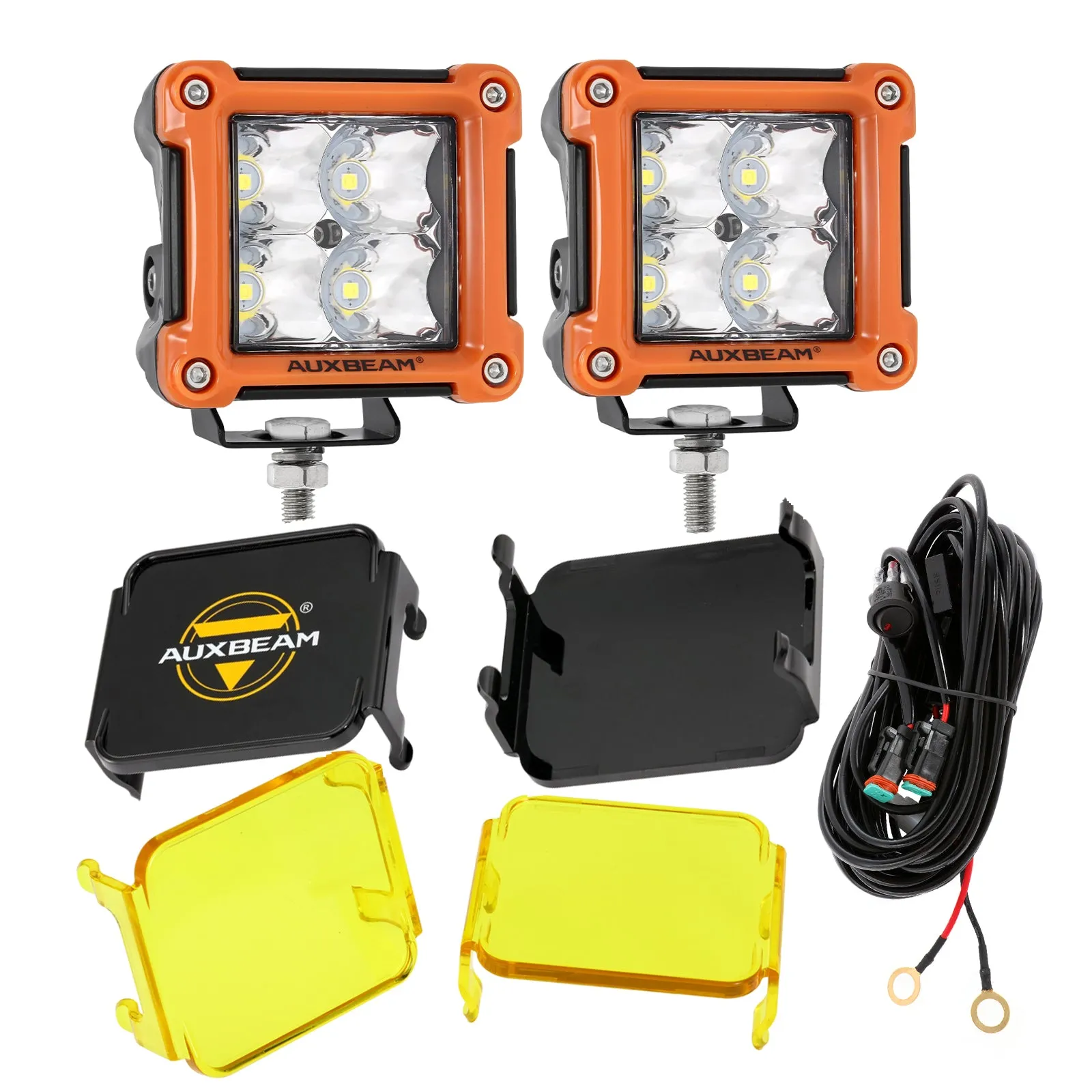 3 Inch 40W LED Pods Light Spot/Flood Multicolor frame with wiring harness for SUV ATV UTV Trucks Pickup Boat