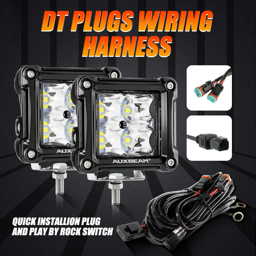 3 Inch 40W LED Pods Light Spot/Flood Multicolor frame with wiring harness for SUV ATV UTV Trucks Pickup Boat