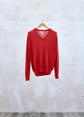 Ballantyne Red Cashmere & Silk V-Neck Jumper - M/L