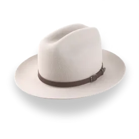 Beige Cowboy Fedora Hat with Artisanal Leather Hat Belt | The Patriot