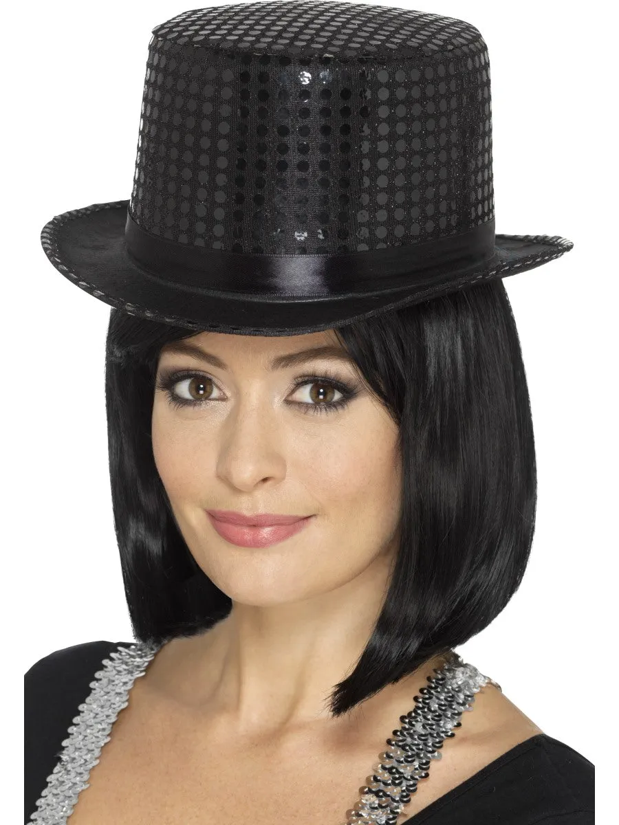 Black Sequin Top Hat