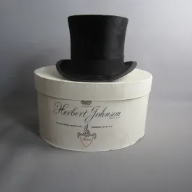 Black Silk Gentleman's Top Hat In Box Christies London Vintage Circa 1950's