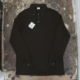 Brown Cotton & Cashmere L/S Polo Shirt