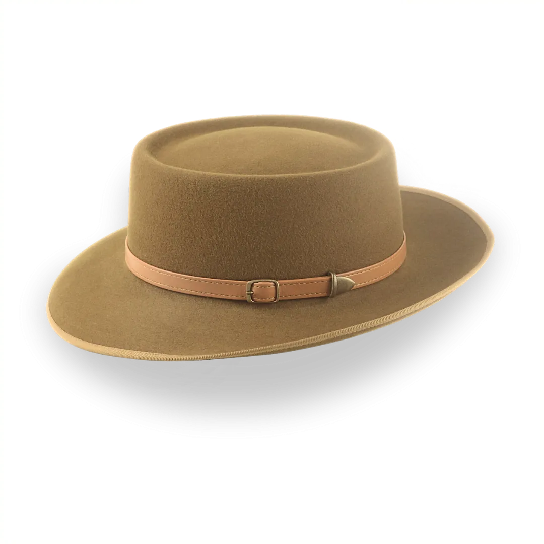 Brown Short Brim Western Fedora in Durable Fur Felt | The Bison