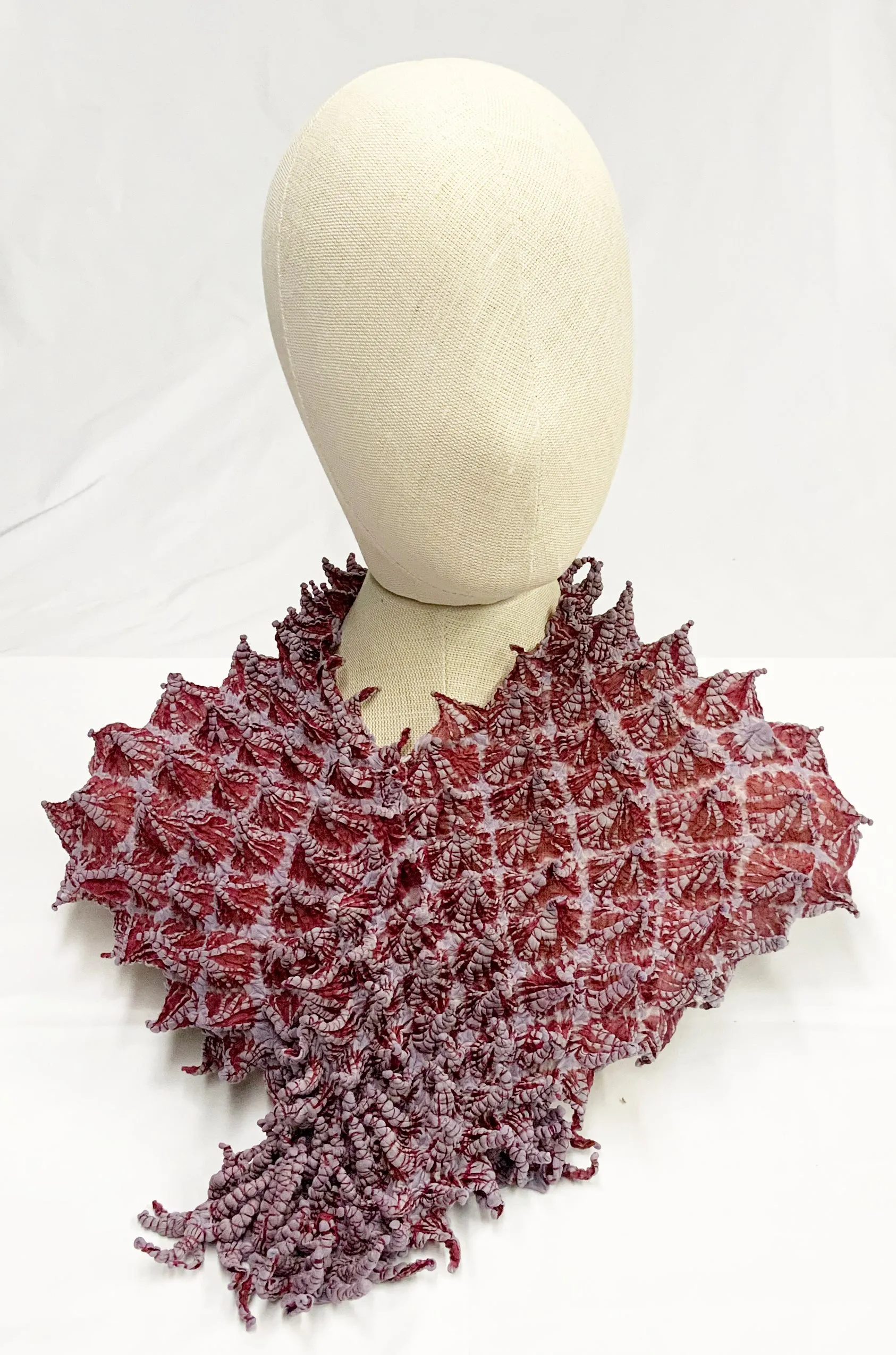 BUNZABURO shibori silk scarf - Burgundy and mauve