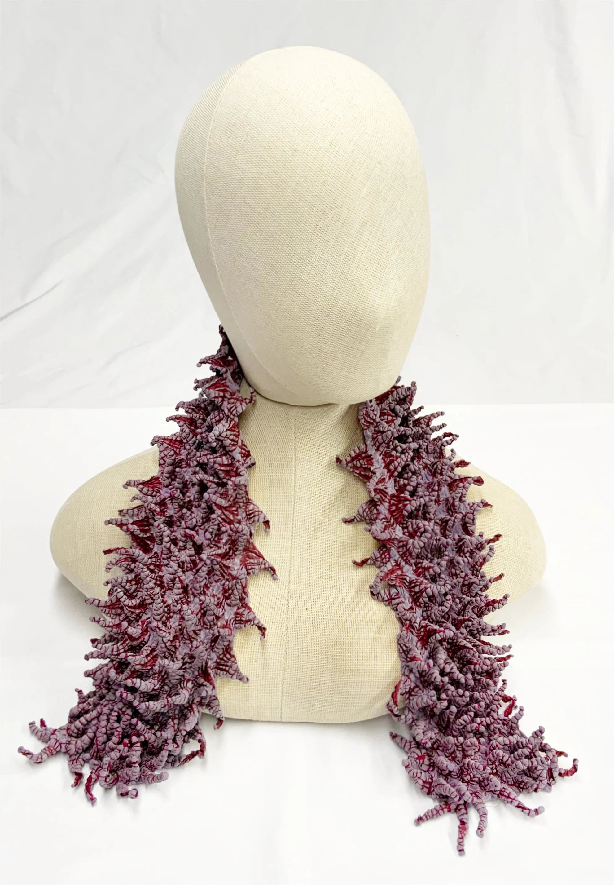 BUNZABURO shibori silk scarf - Burgundy and mauve