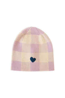 Cashmere Gingham Beanie, Lilac