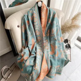 Cashmere-like Short Beard Flower Scarf Warm Versatile Jacquard