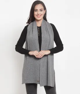 Chesa - Dark Grey Lambswool & Nylon Knitted Scarf