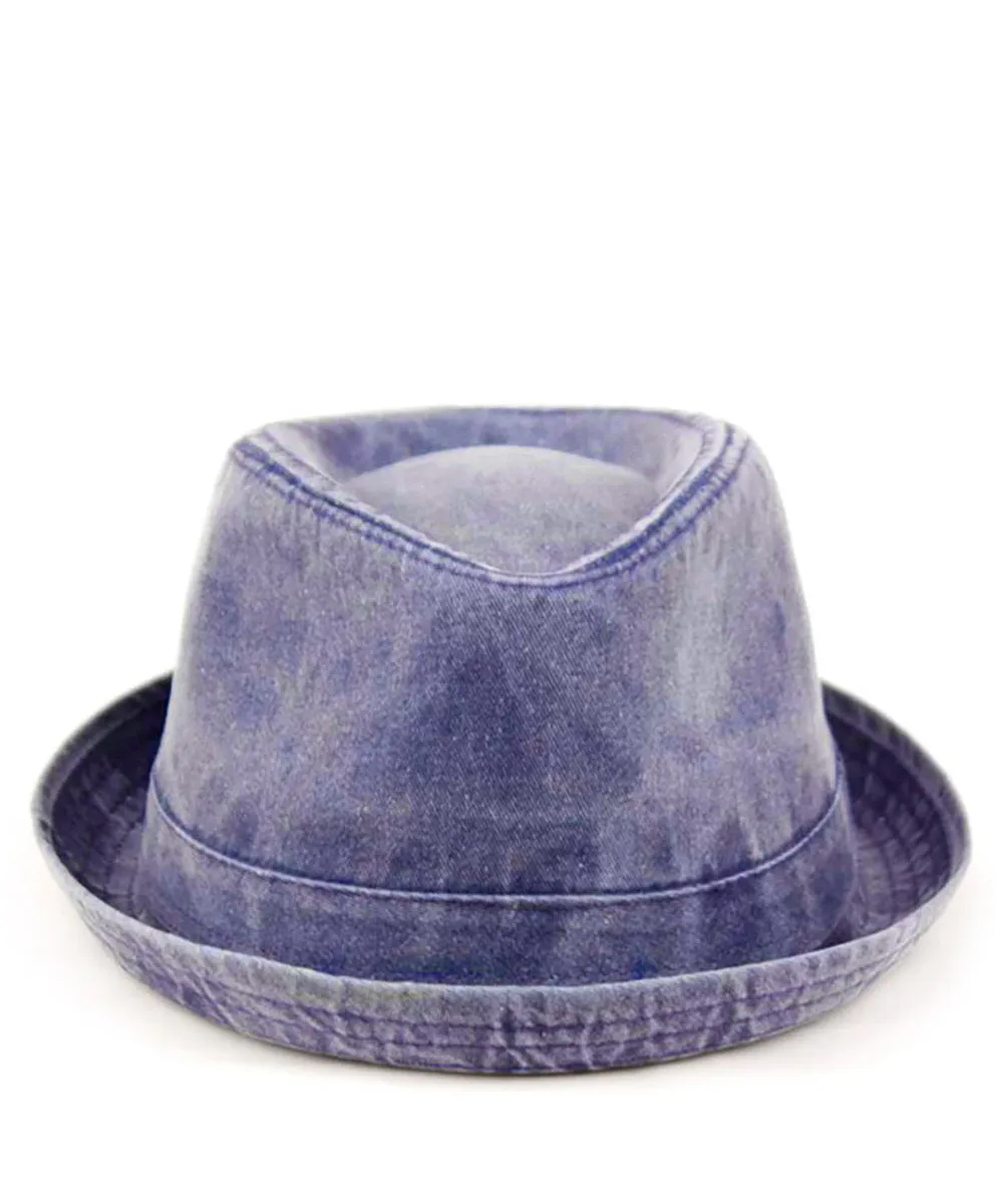 Denim Blue Washed Cotton Fedora by Epoch Hats Co.