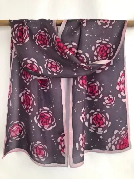 “Dusky Roses V2" - Hand-dyed Silk Scarf - $125