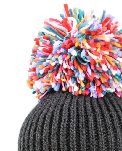 Firework Large Knitted Pompom Hat - Charcoal