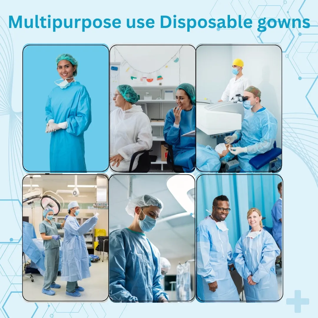 Hygene Disposable Blue Surgical Gown - Non-Woven, Non-Sterile Isolation Hospital, Doctor, patient Gowns