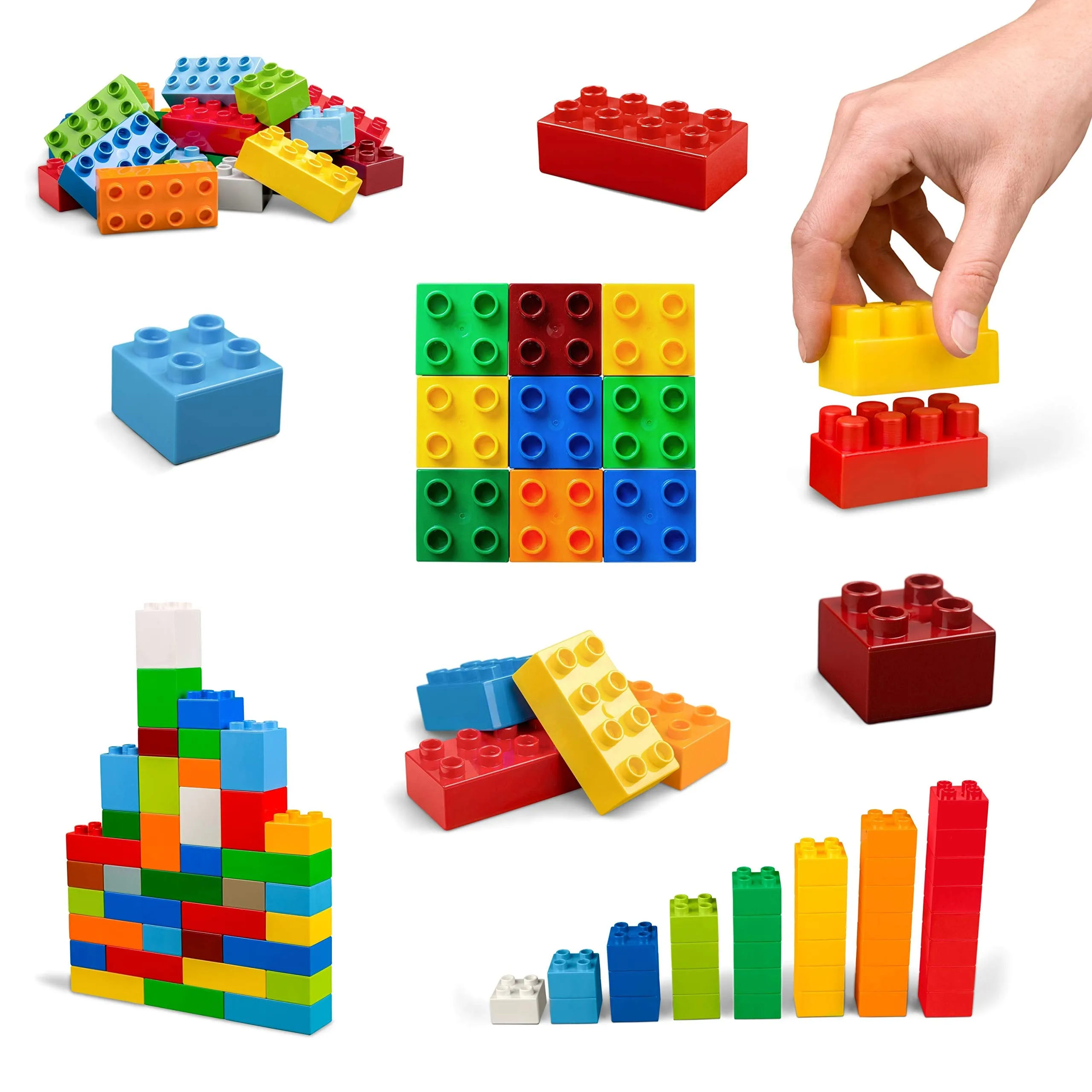 Kicko Building Block Bucket - 33 pc Building Blocks with Clock - Learning Blocks