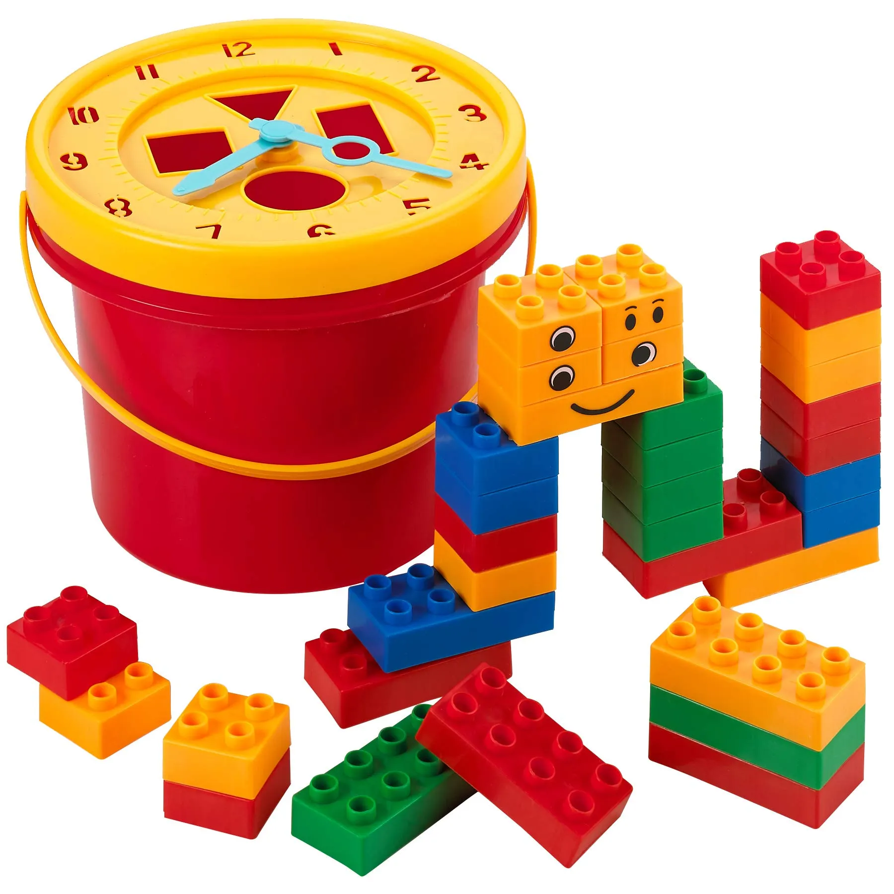 Kicko Building Block Bucket - 33 pc Building Blocks with Clock - Learning Blocks