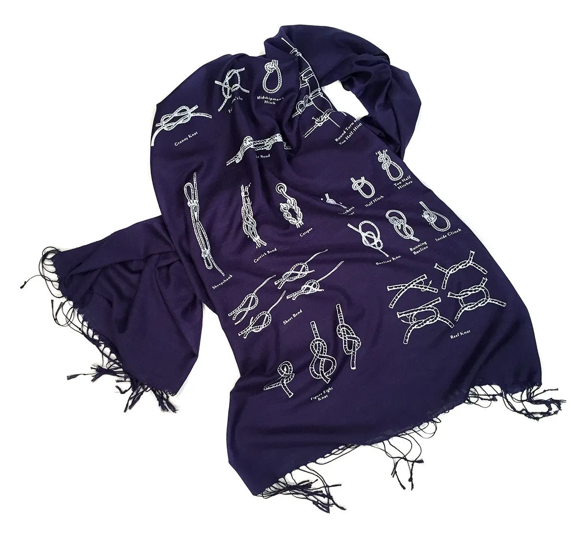 Knot Tying Diagram scarf. Boy Scout Knots pashmina.