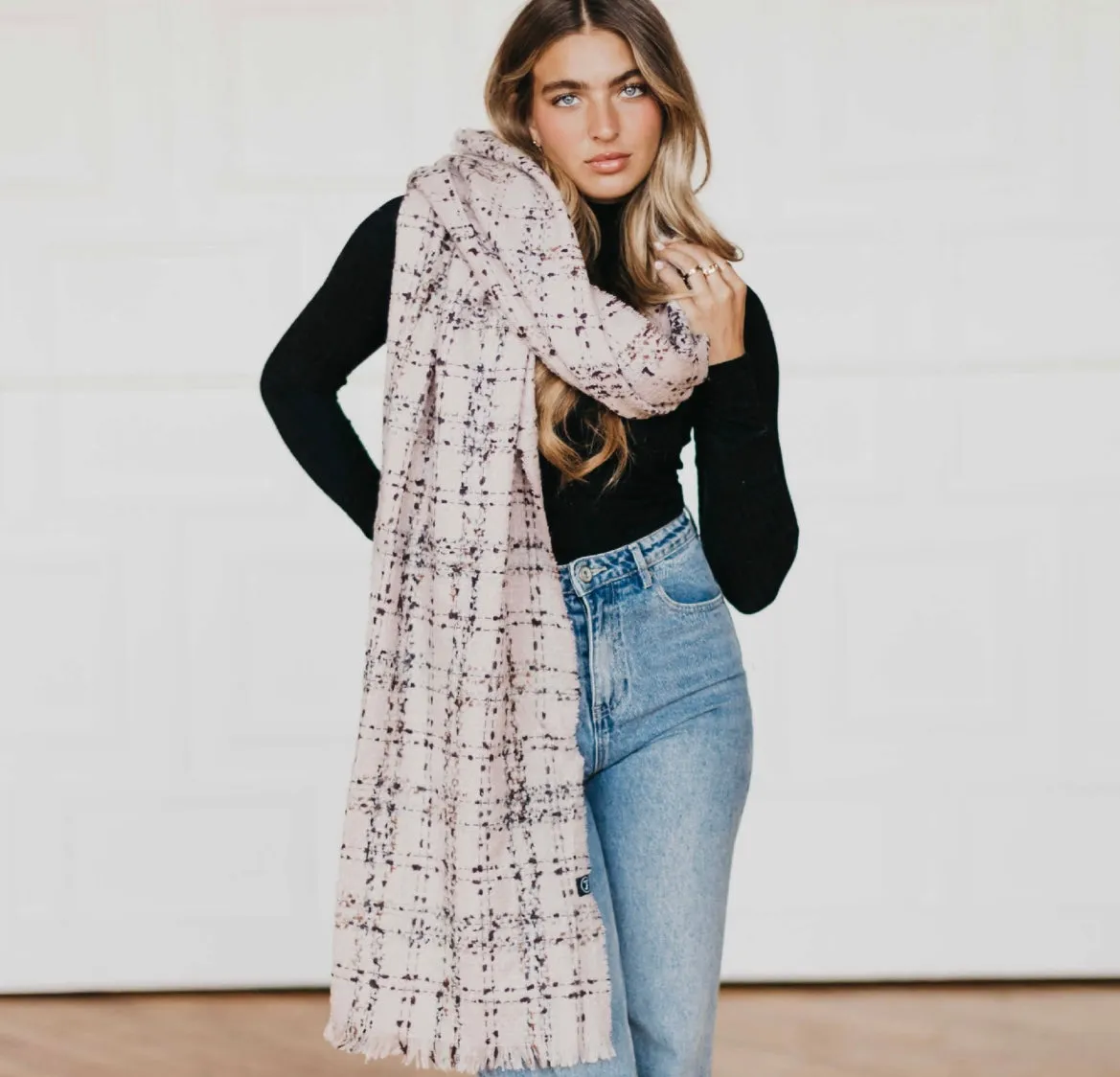 lafayette plaid fringe scarf