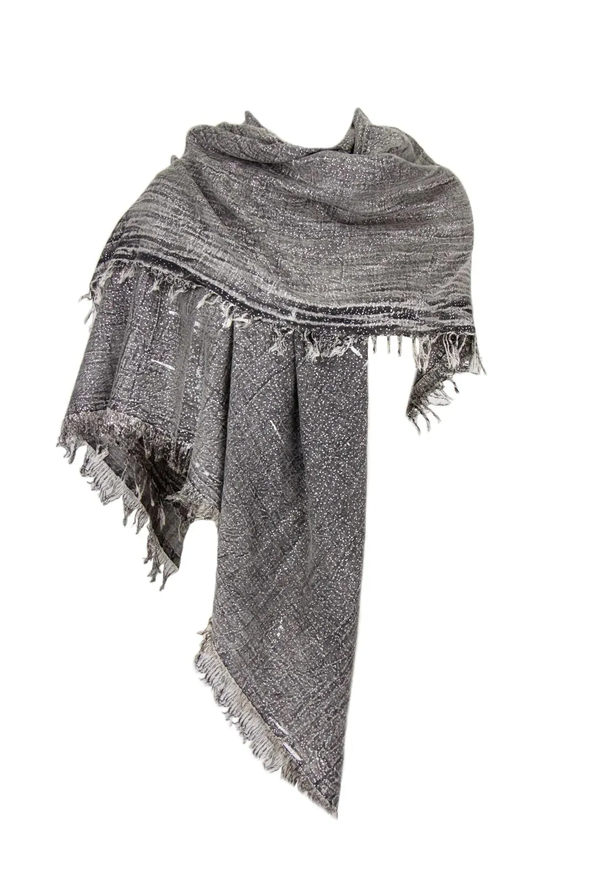 Metallic Rugged Fringe Scarf