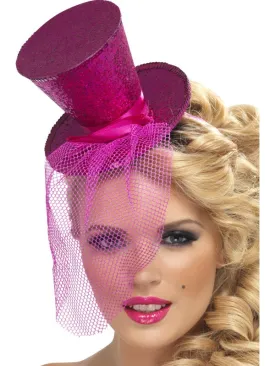 Mini Top Hat On A Headband Hot Pink