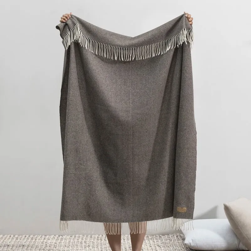 Mocha Pinstripe Cashmere Throw by Lands Downunder