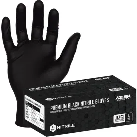 (ND6020) Disposable Gloves, 6-Mil Premium Black Disposable Nitrile Gloves, Powder-Free, Ambidextrous, Single-Use, Food Safe, Medium, 1 Box (100 gloves)