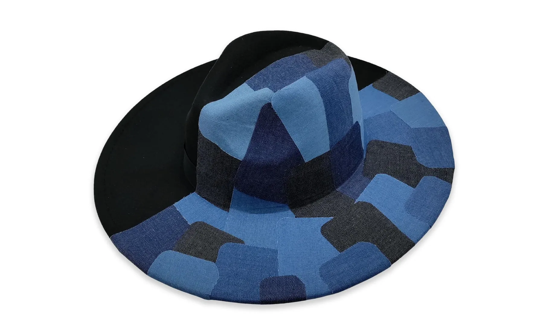 PANELED DENIM FEDORA