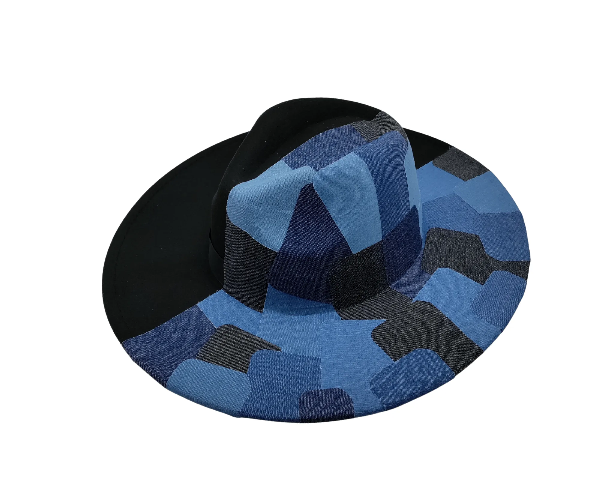 PANELED DENIM FEDORA