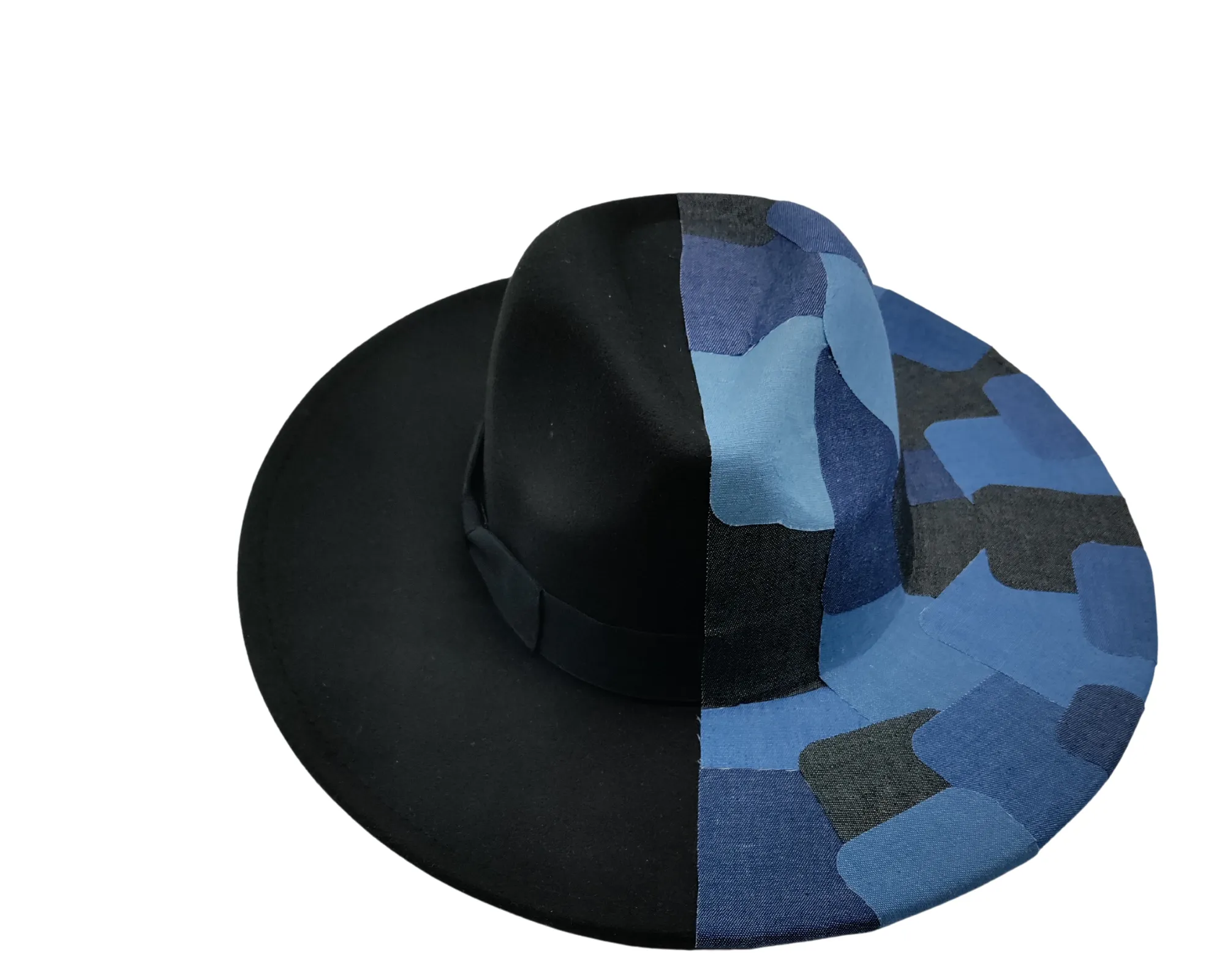 PANELED DENIM FEDORA