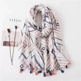 PINK/BLUE WHITE ZIG ZAG SCARF