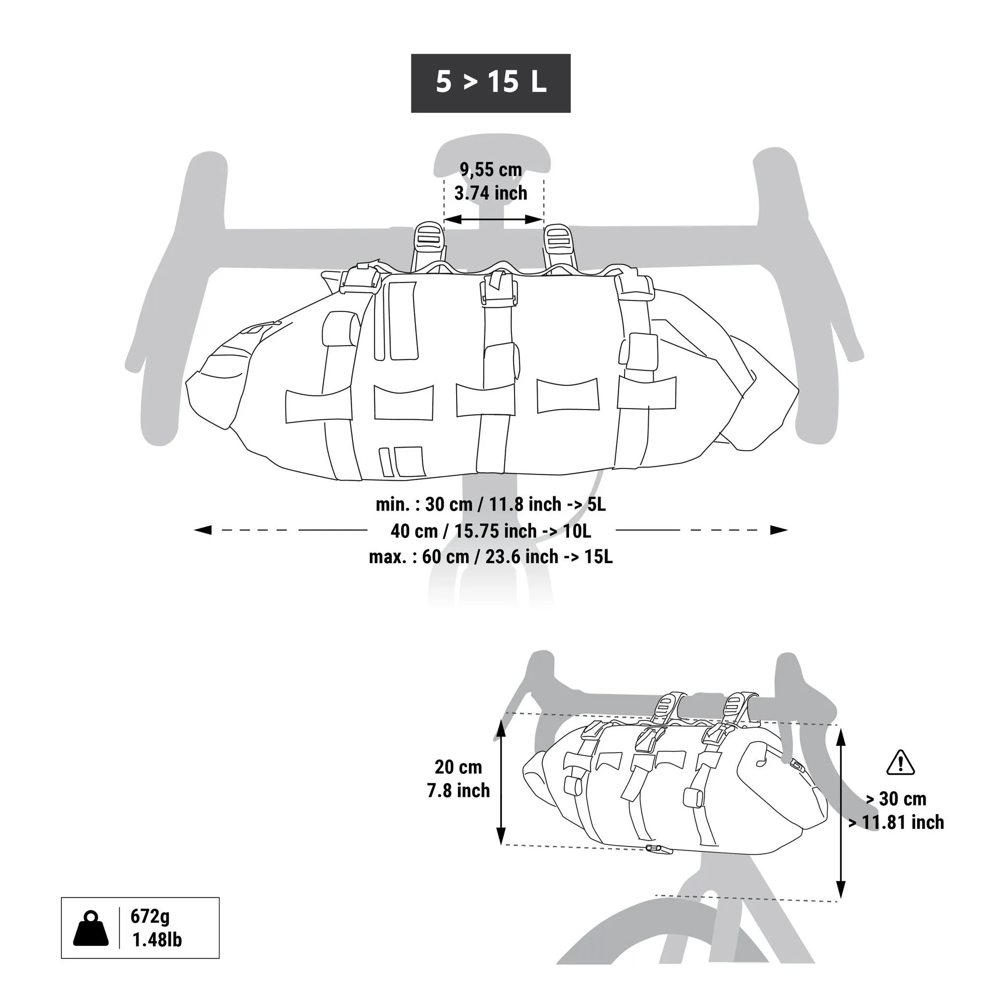 Riverside 5-15L Waterproof Handlebar Bag (Bag Only)