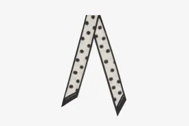 Strathberry x Shrimps Silk Skinny Scarf - Vanilla Pearl Print