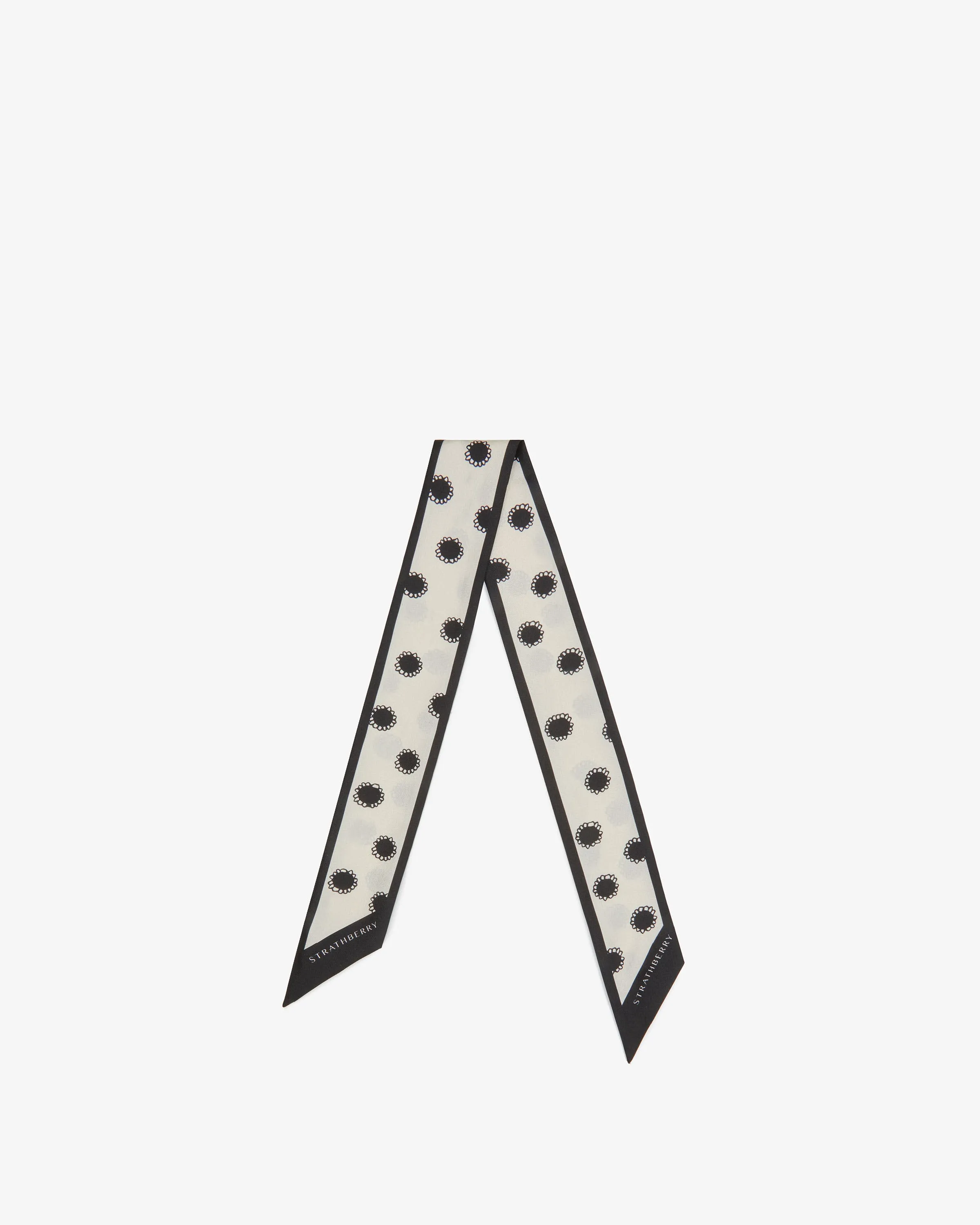 Strathberry x Shrimps Silk Skinny Scarf - Vanilla Pearl Print