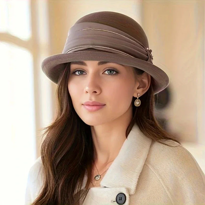 Stylish French Wool Felt Sun Hat for Autumn/Winter