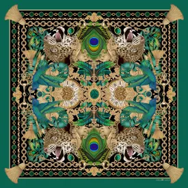 The Emerald & Jaguar Silk Scarf | 90x90cm