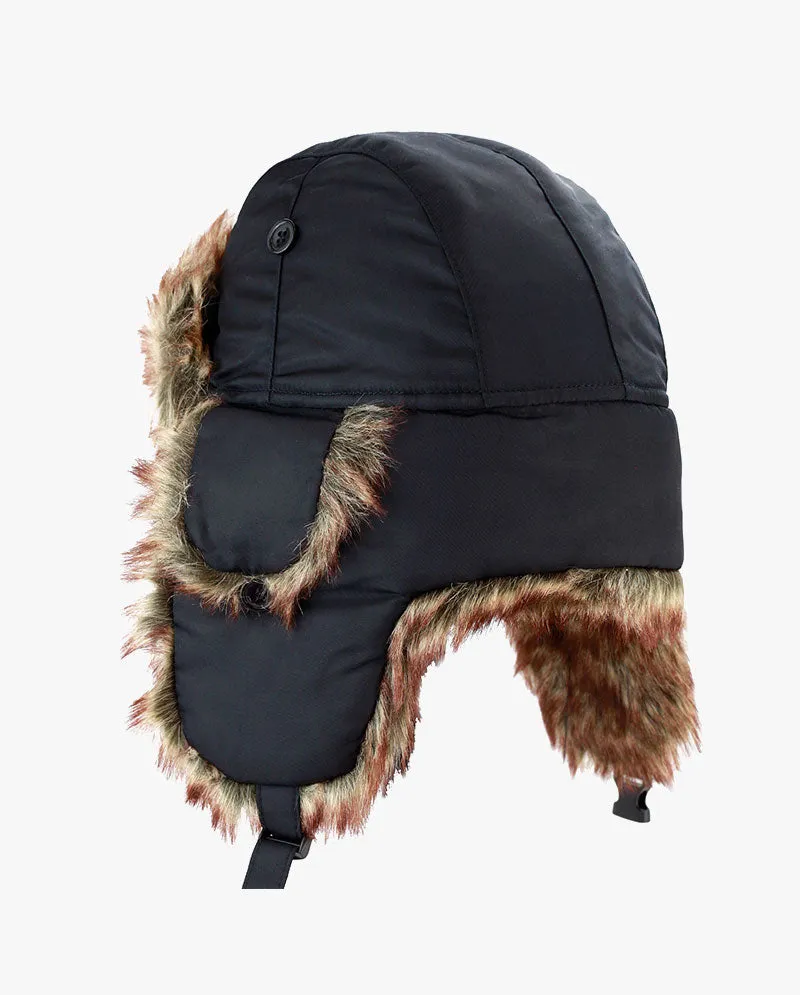 The Hat Depot - Plain Faux Fur Aviator Trapper