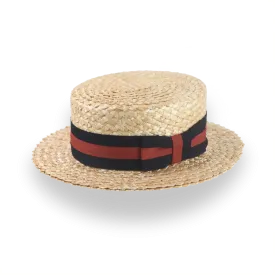 Vintage Style Mens Straw Boater Hat with Custom Options | The Skimmer