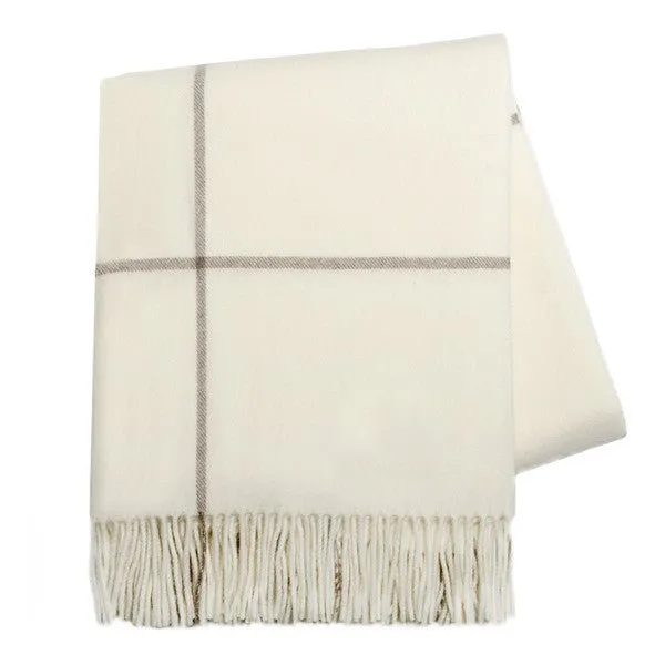 Windowpane Cashmere Throw Ecru & Taupe by Lands Downunder