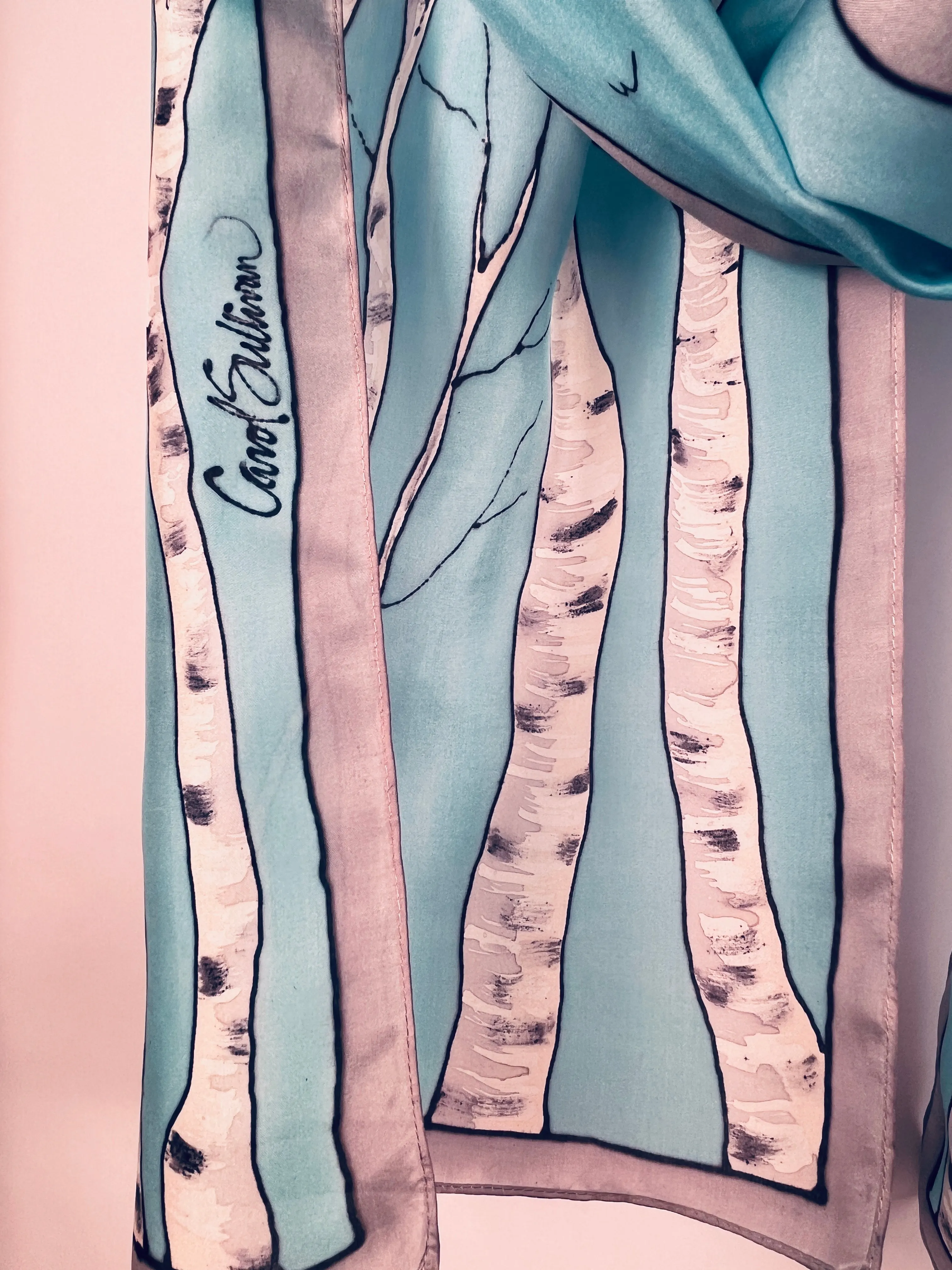 “Winter Birches v 2.0" - Hand-dyed Silk Scarf - $145