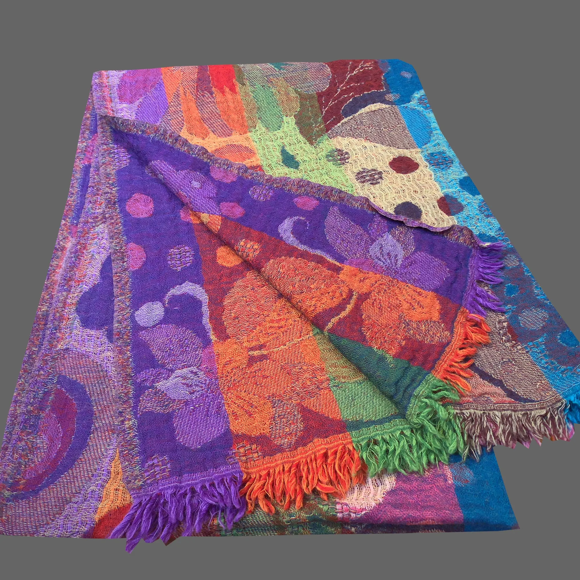 women's boiled wool scarf, multi-color lotus